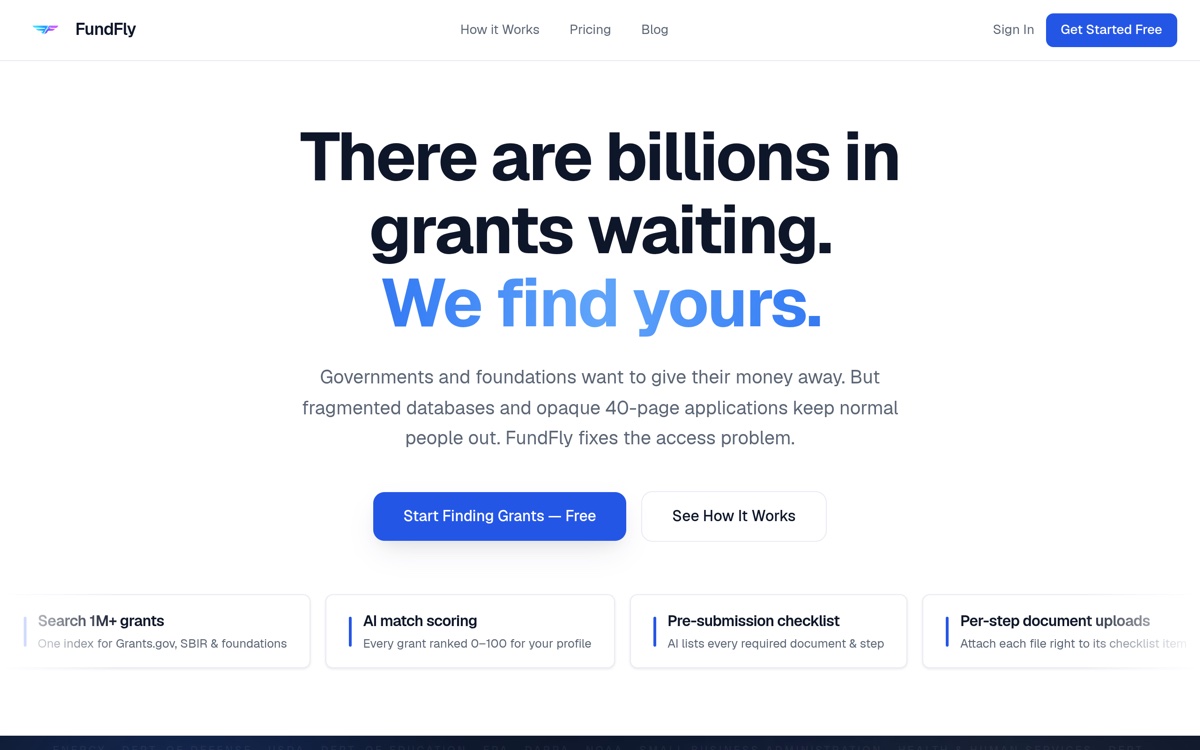 Screenshot of the FundFly website